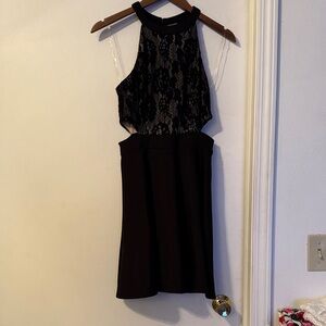 Elegant Black Lace Halter Dress